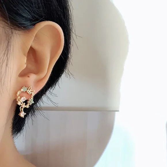 18k gold diamond butterfly earrings - Picture 5 of 8